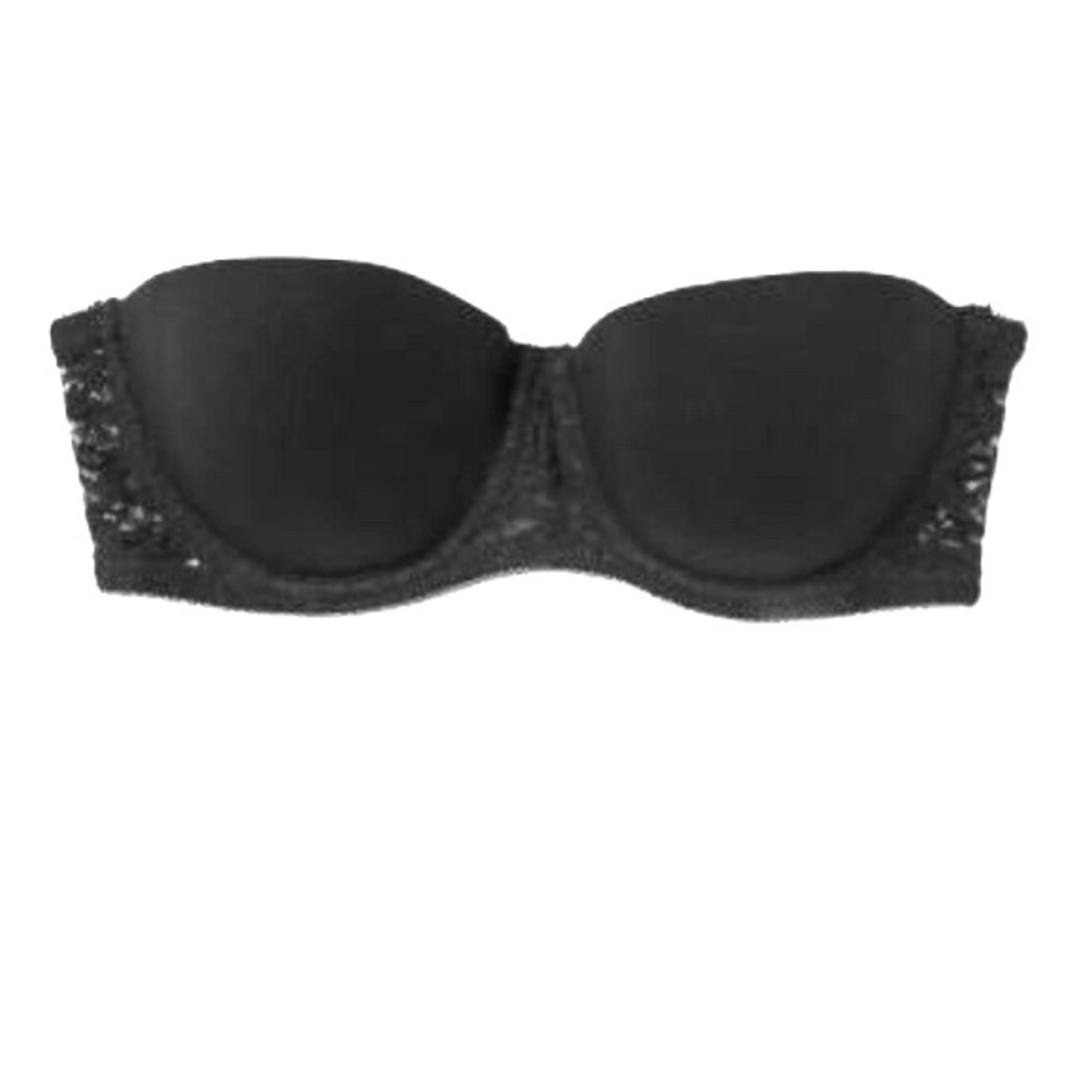 Black Strapless Lace Bra